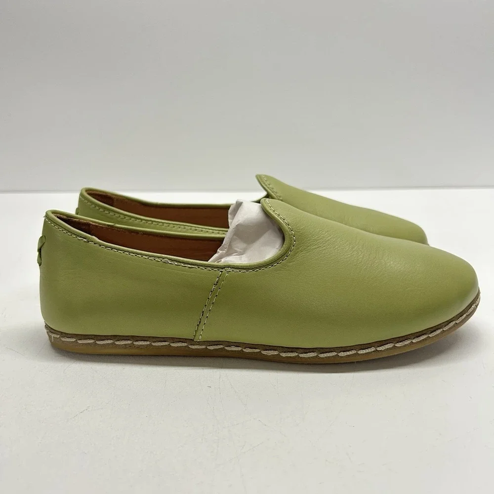 Charix Shoes Women's Pistachio Slip-On Leather Flats Size EU 39.5 US 9 Casual
